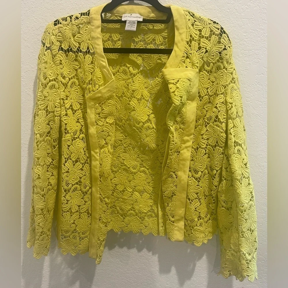 Soft Surroundings 100% Cotton Neon Lace jacket Size Medium - Picture 3 of 6